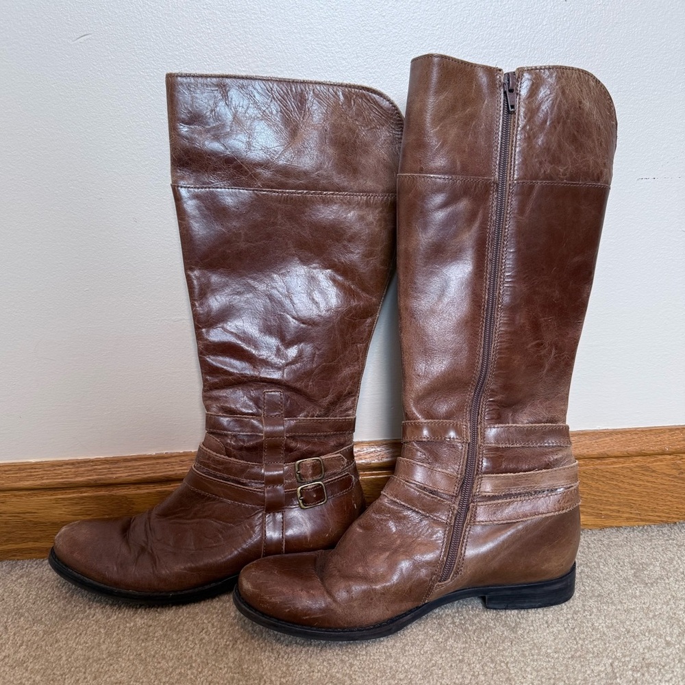 Coconuts by Matisse brown tall boots zip up leather e blakely wc knee high
